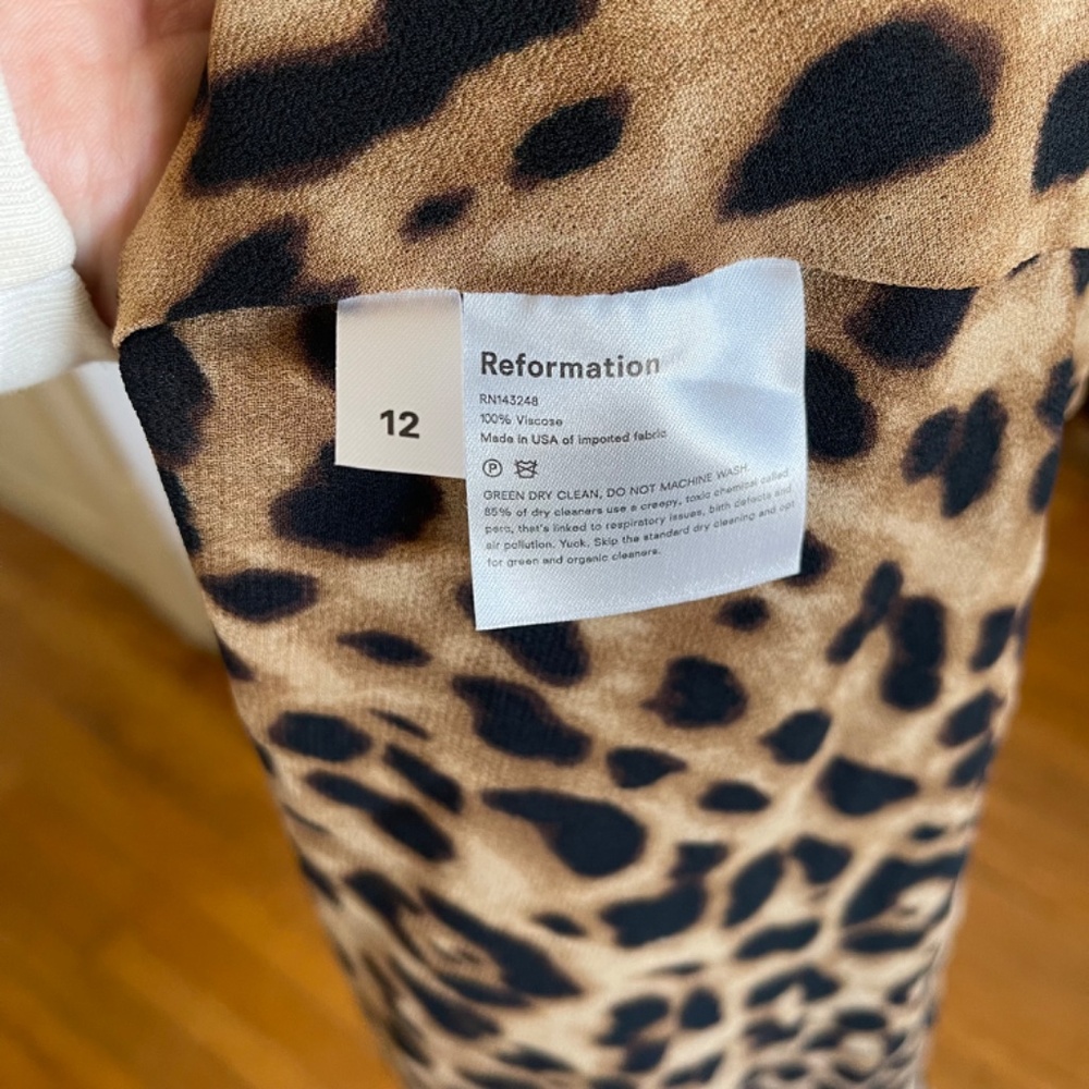 NWT REFORMATION Leopard Animal Print ALMA Crepe Midi Dress Sz 12 - Picture 9 of 10